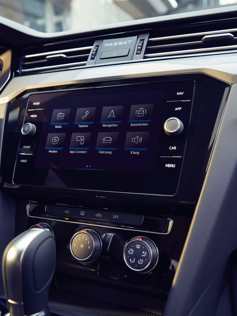 Inside a Volkswagen vehicle touchscreen pad