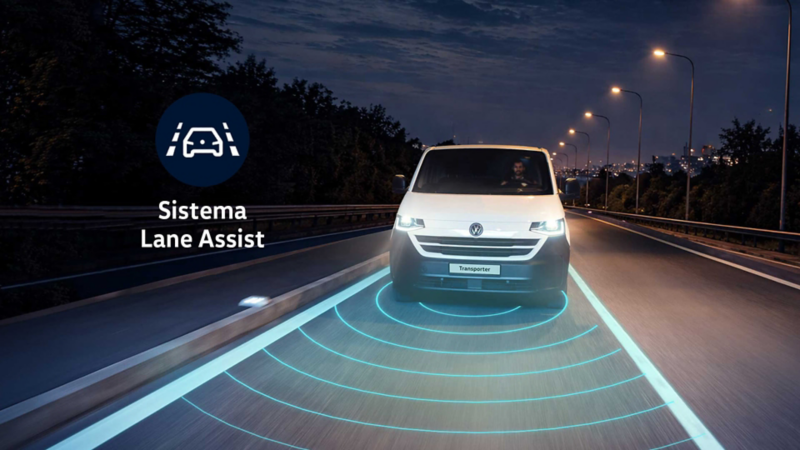 Sistema de asistencia de manejo Lane Assiste equipado en VW Transporter