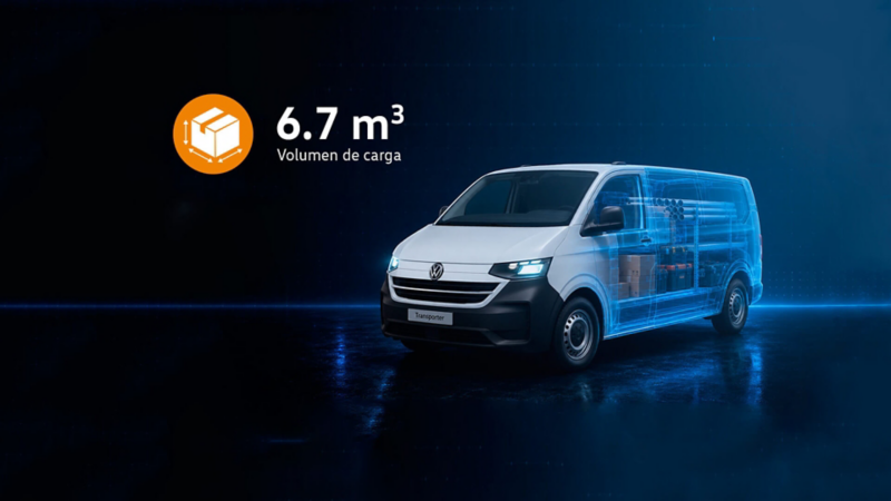 ¿Cuál es el volumen de carga de la camioneta VW Transporter Cargo Van?