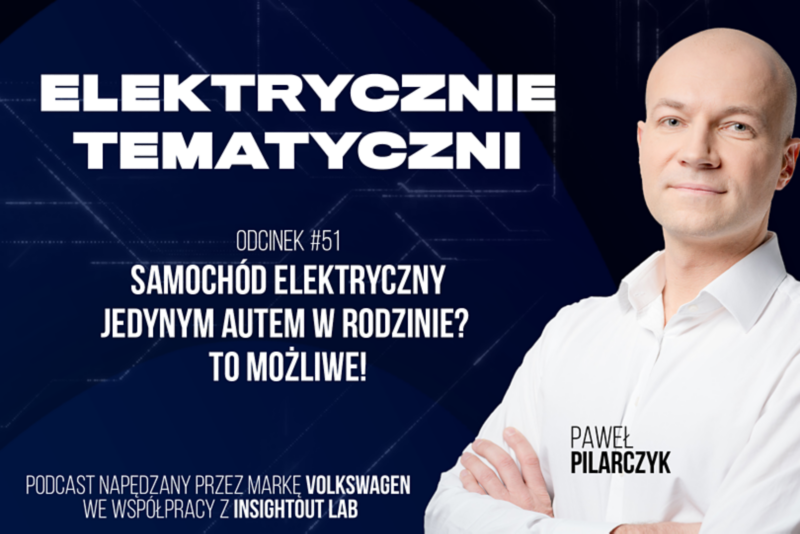 Zdjęcie mężczyzny przy tytule podcastu "Elektrycznie Tematyczni".