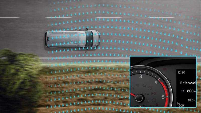 Videon visar hur Cross Wind Assist fungerar med en Volkswagen Crafter som exempel.