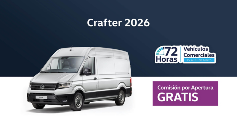Adquiere una camioneta de trabajo tipo van, VW Crafter Cargo 2026
