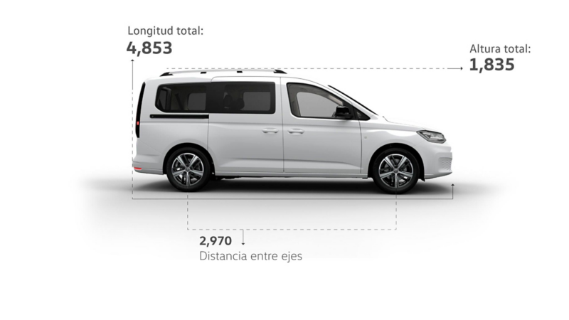 Datos técnicos de longitud de Caddy Pasajeros