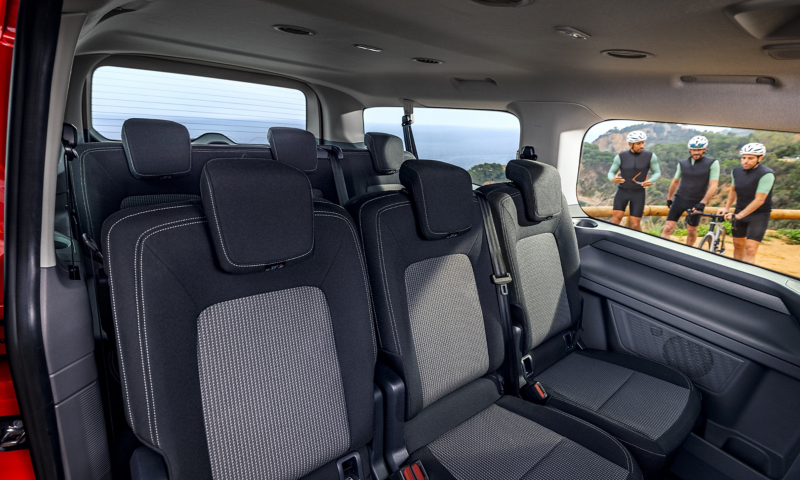 The rear bench seat of the VW Shuttle.