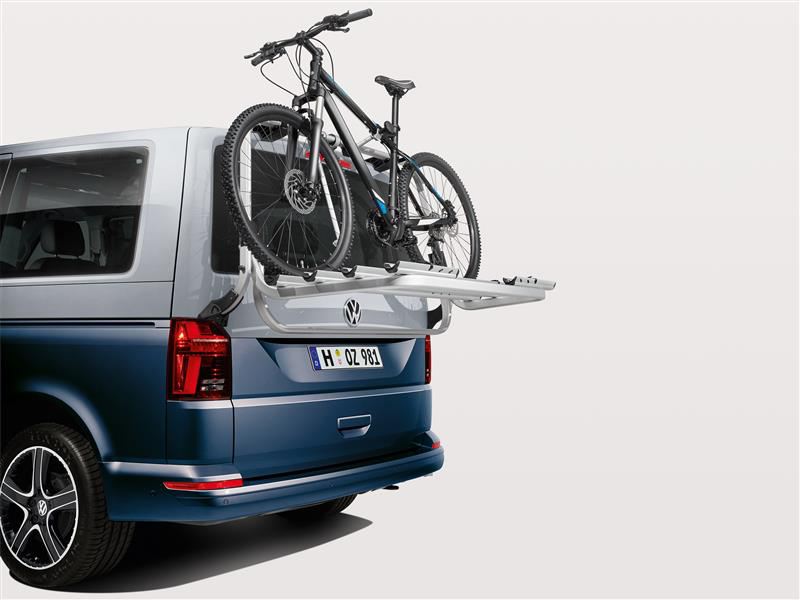 Volkswagen Van with Bicycle tailgate carrier along with bicycle