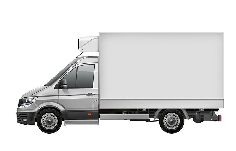 Volkswagen Crafter z zabudową typu chłodnia.
