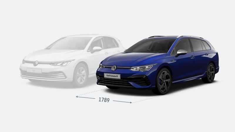 Front width of the Golf Estate R showing dimensions