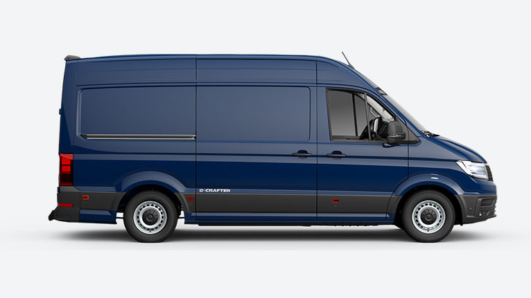 VW e-Crafter bleu de profil