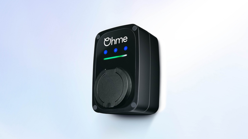 close up of a rectangular ohme ePod mounted to a wall