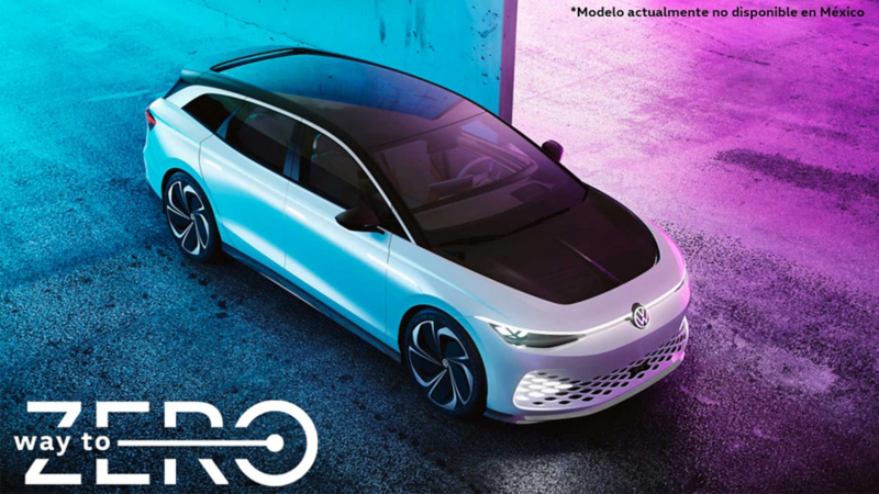 ID. Vizzion, auto eléctrico VW en color blanco con tonalidades oscuras.
