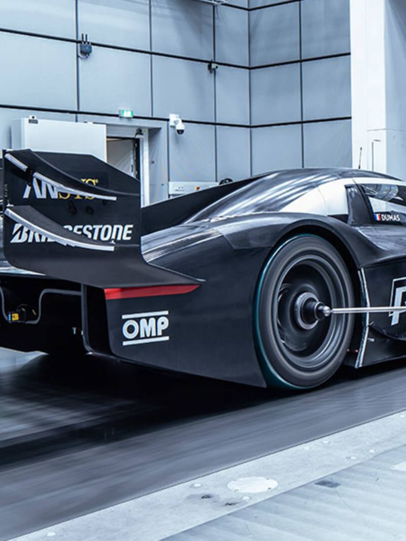 The Volkswagen ID.R in the wind tunnel