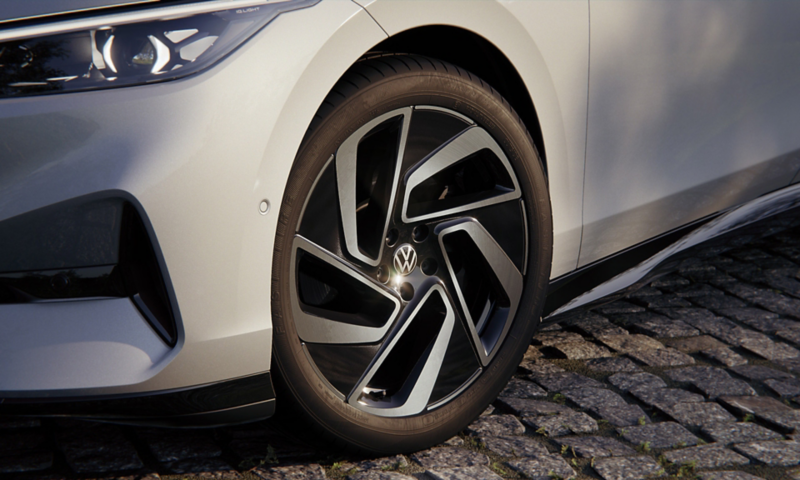 A close up of the wheel of an ID.7