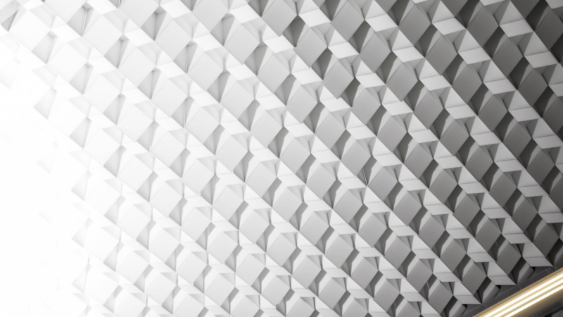Interior lining of the exterior noise hall