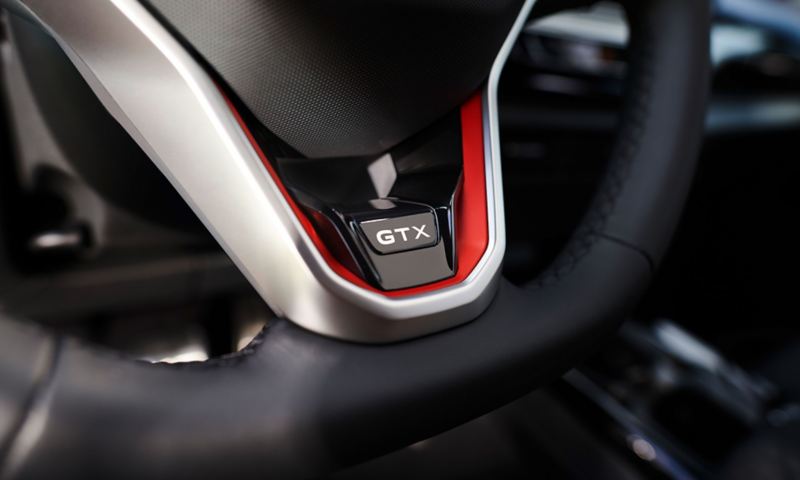 GTX logo detail on steering wheel