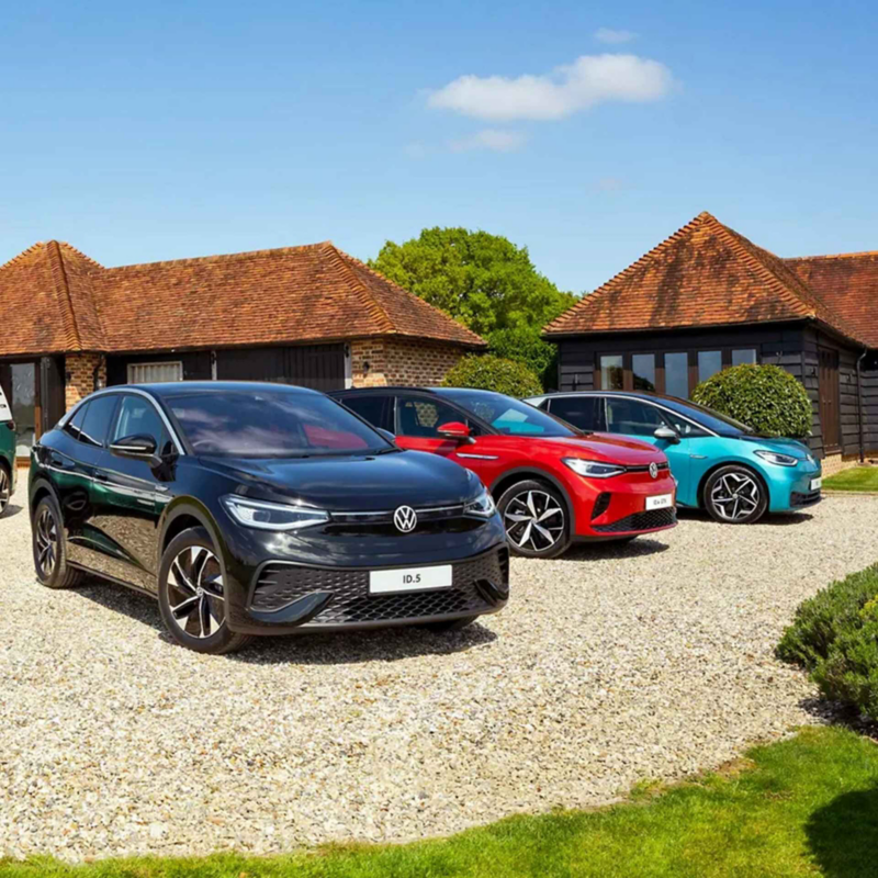 line up of Volkswagen's electric range of cars