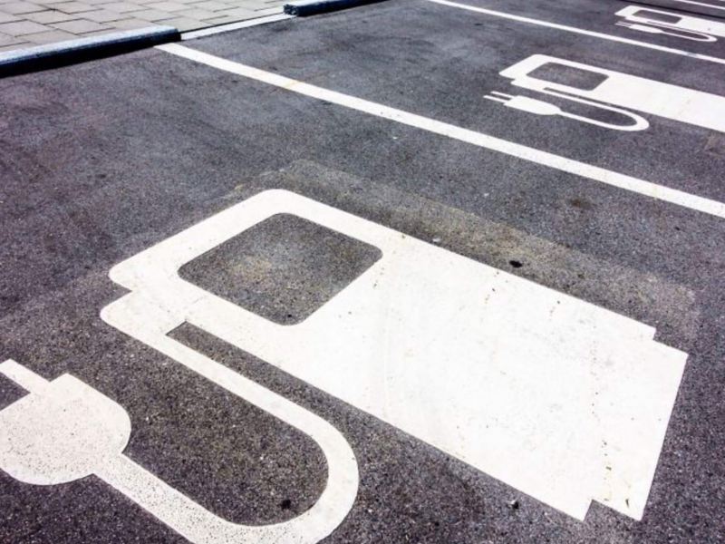 An electric vehicle charging spot