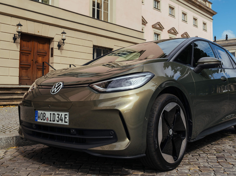 A Volkswagen ID.3 on a city street