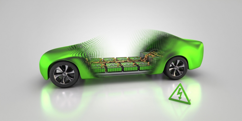 Illustration showing car and battery