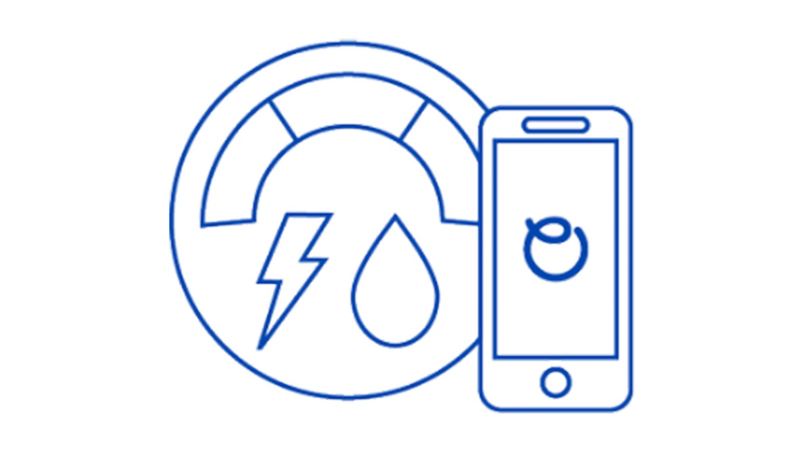 an icon of a mobile phone displaying the ohme logo and a meter to the left of it displaying energy and fuel icons