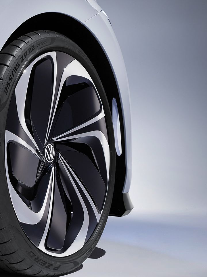 Alloy wheels of a Volkswagen ID. SPACE VIZZION