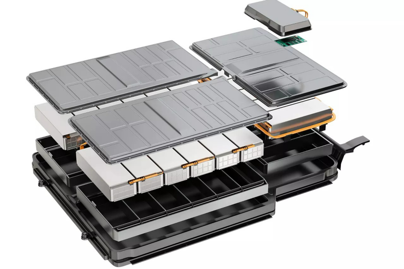 Battery illustration showing stacked layers