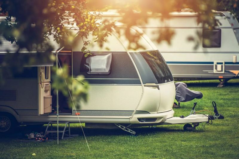 A caravan setup in a park