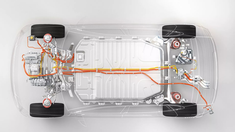 Illustration of an electric car engine