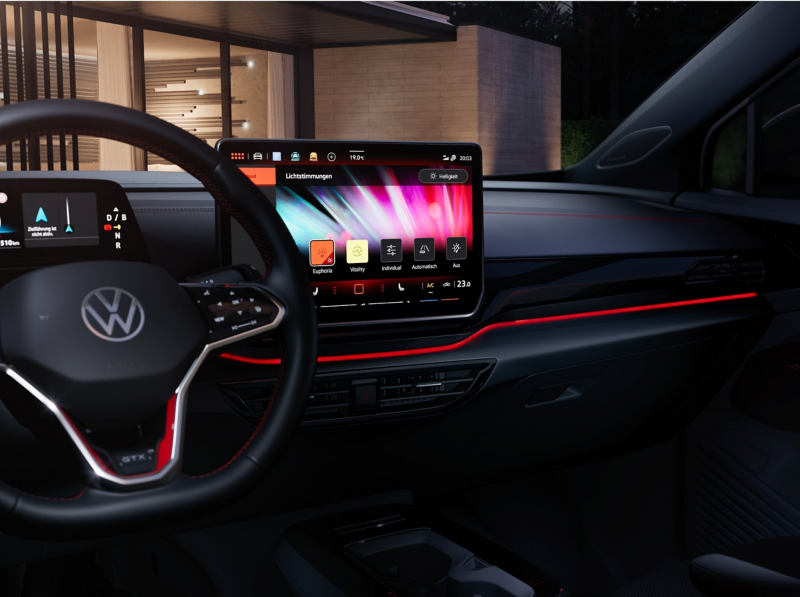 A view looking into the Volkswagen ID. 4 front dash interior