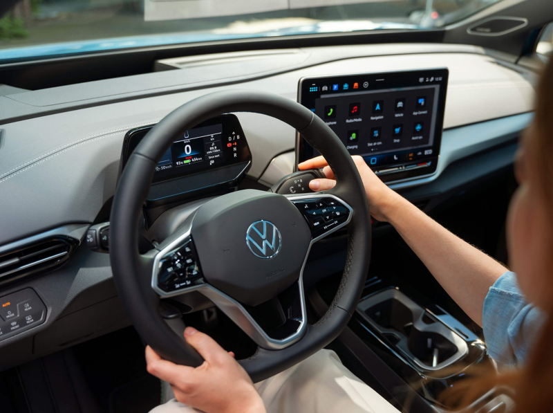 Woman at steering wheel