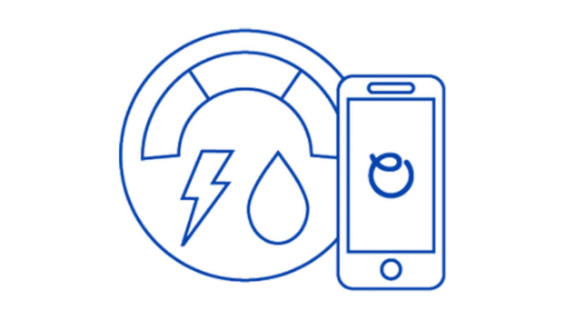 Graphic showing a mobile photo infront of an electric meter. 