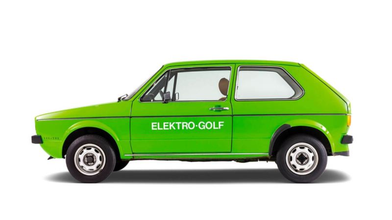 La Golf première génération de profil, en modèle électrique "Elektro-Golf".