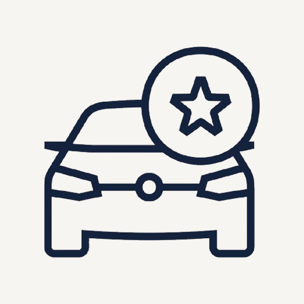 ikona przedstawiająca auto z gwiazdką