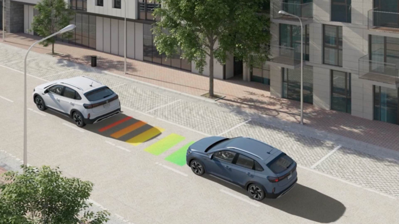 Sistema de frenado de emergencia AEB en Volkswagen Tera 2026 guarda distancia.