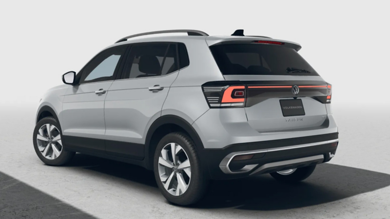 Taigun 2025. Vista trasera de SUVW en color exterior gris. 