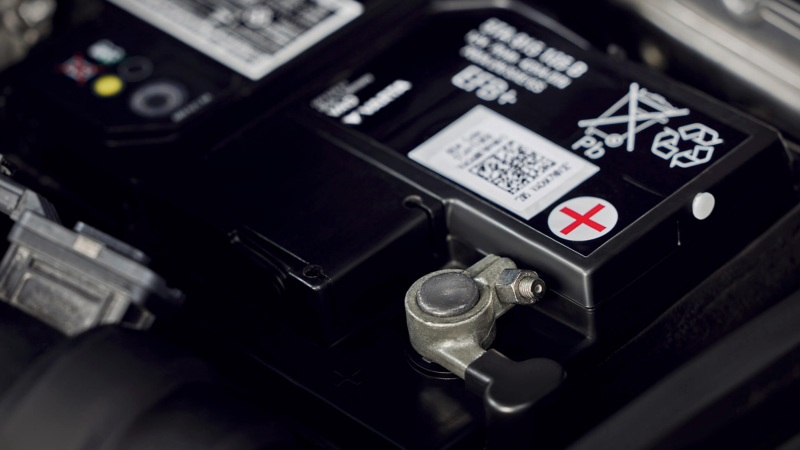 A close-up of Volkswagen electric battery 