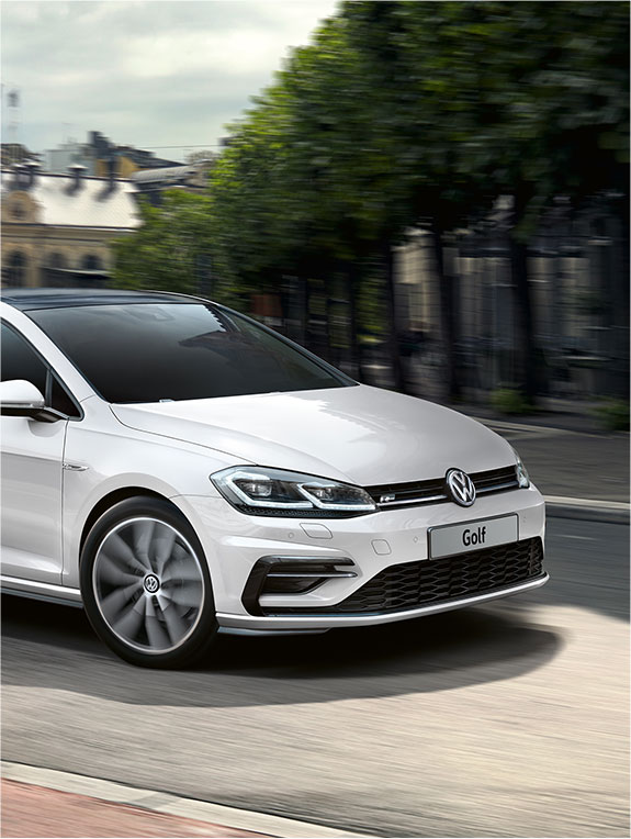 a white Volkswagen Golf