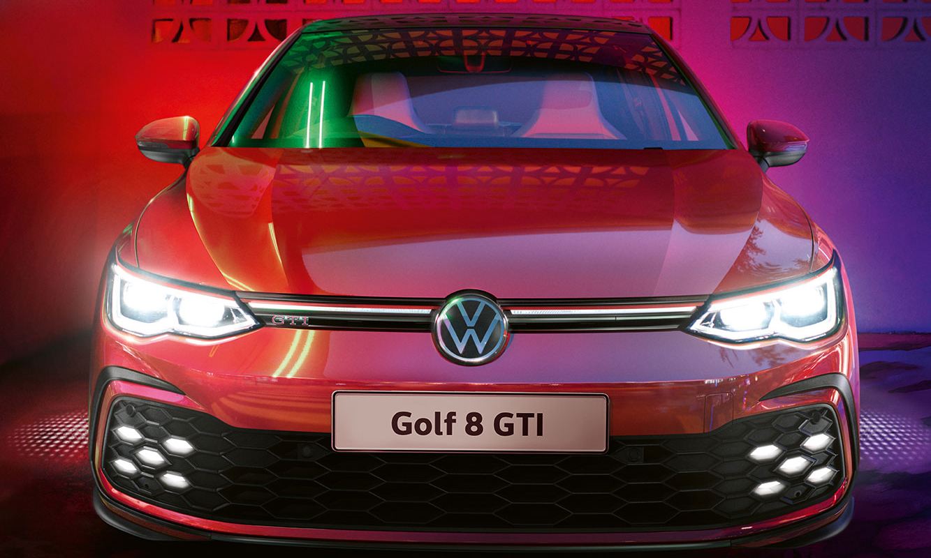 Golf 8 gti red exterior front view