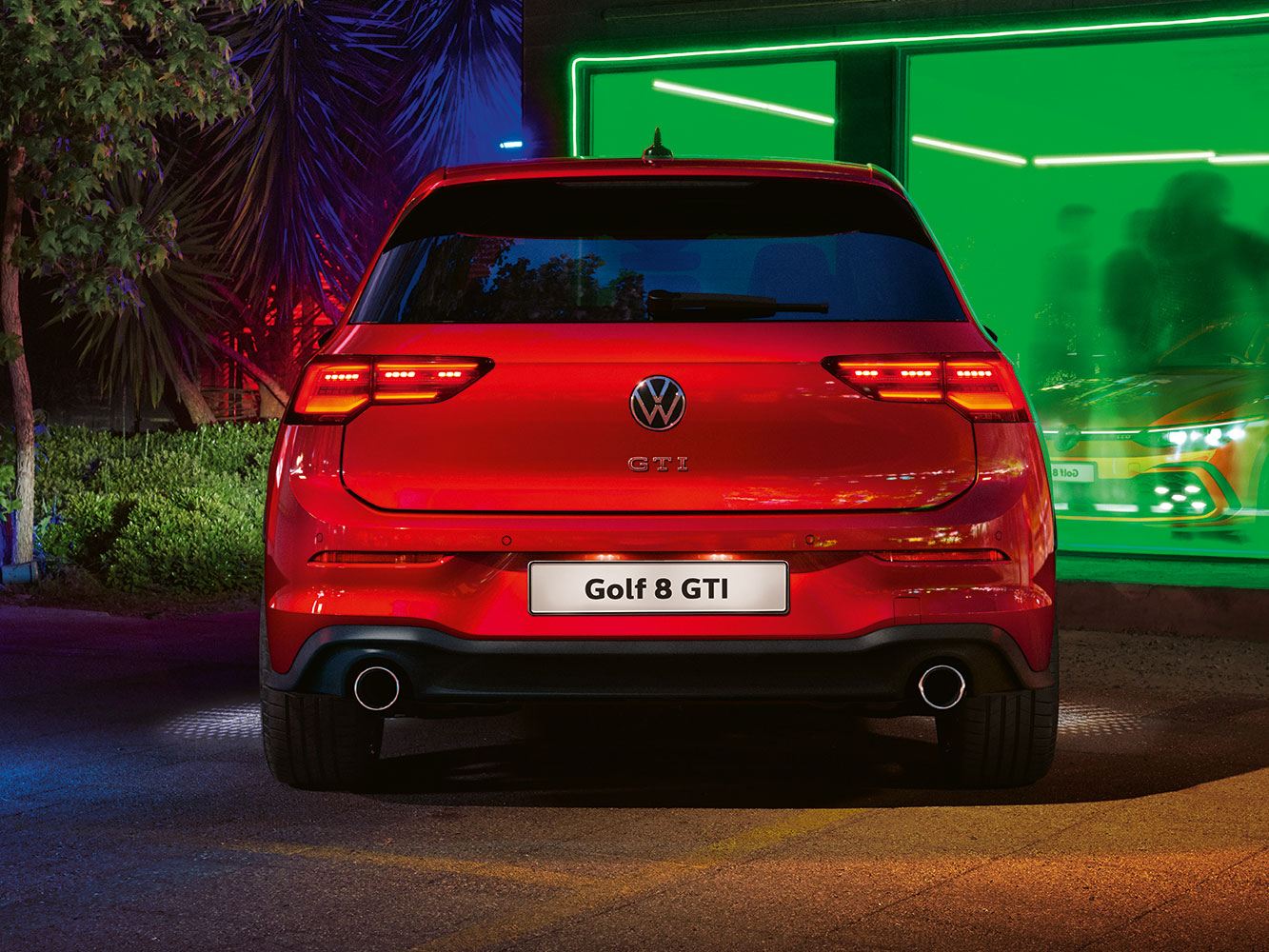 red golf 8 gti exterior rear view