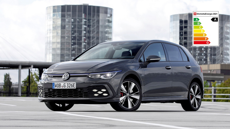 Golf GTE dal lato anteriore