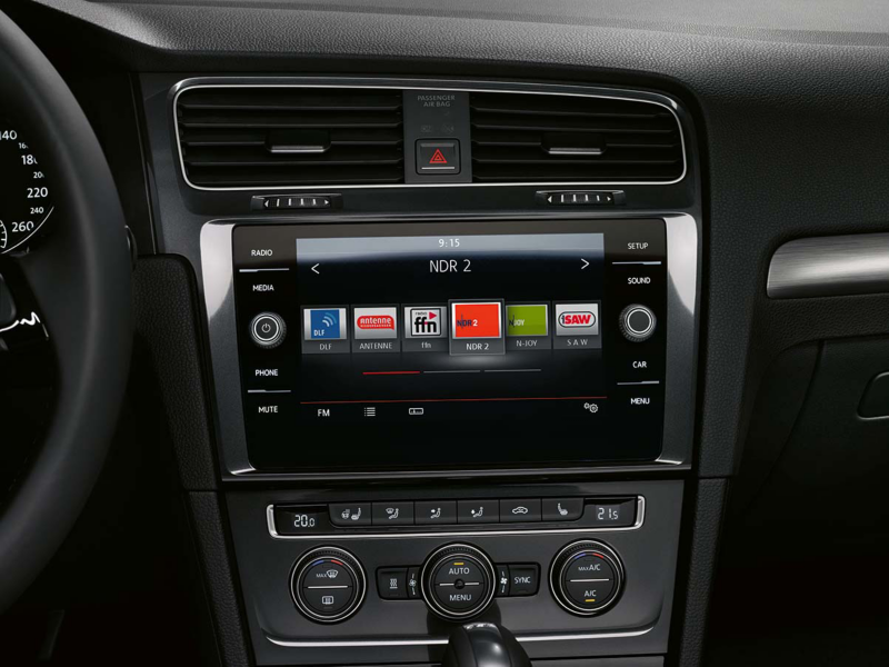 The Volkswagen Golf's infotainment system