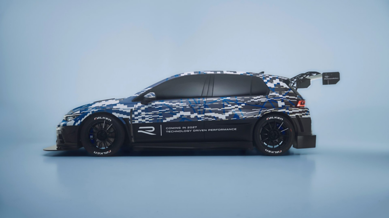 Golf R 24H. Vista lateral de prototipo de competición hecho por Volkswagen para Nürburgring.