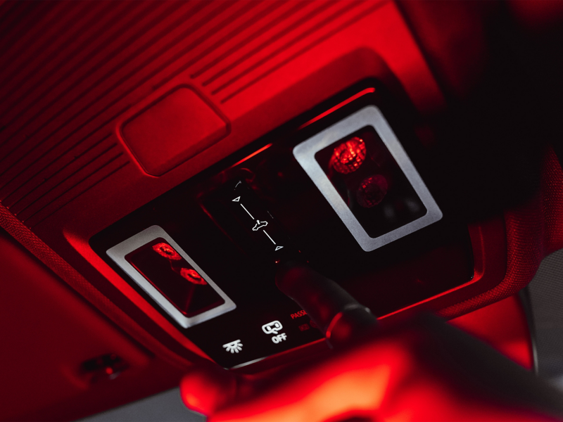 Sunroof controls inside the Volkswagen Golf GTI.