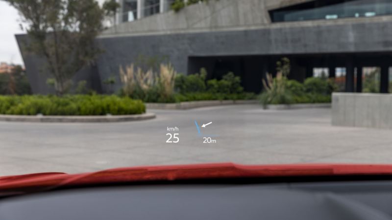 Parabrisas de Teramont 2024 que muestra información disponible por Head Up Display.