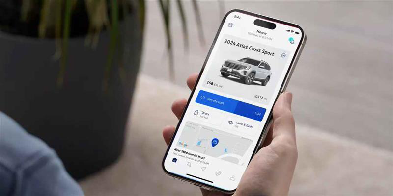 User interacting with myVW mobile app