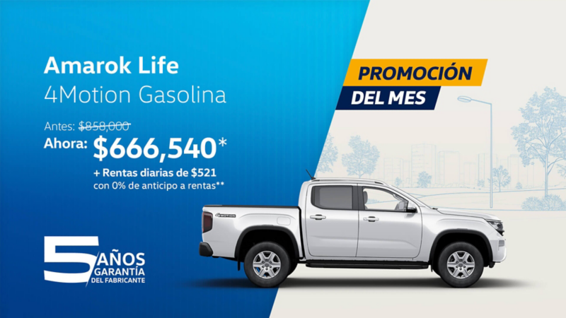 Estrena una camioneta pickup VW Amarok Life a precio especial