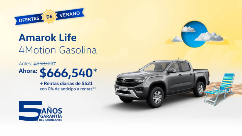 Estrena una camioneta pickup VW Amarok Life a precio especial