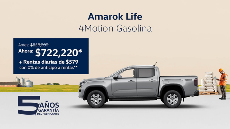 Estrena una camioneta pickup VW Amarok Life a precio especial