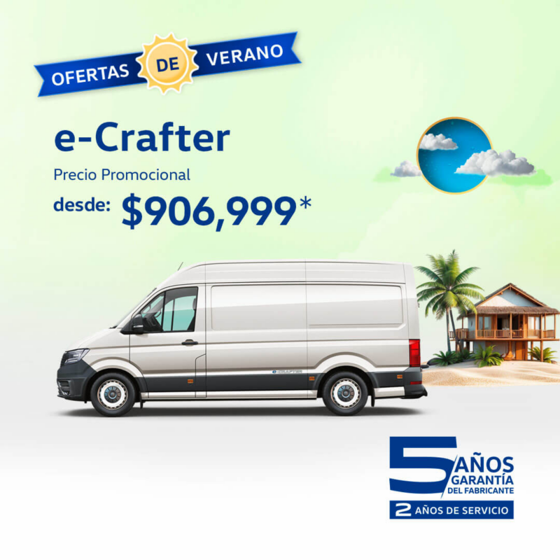 Adquiere un vehículo eléctrico VW e-Crafter a precio de promoción