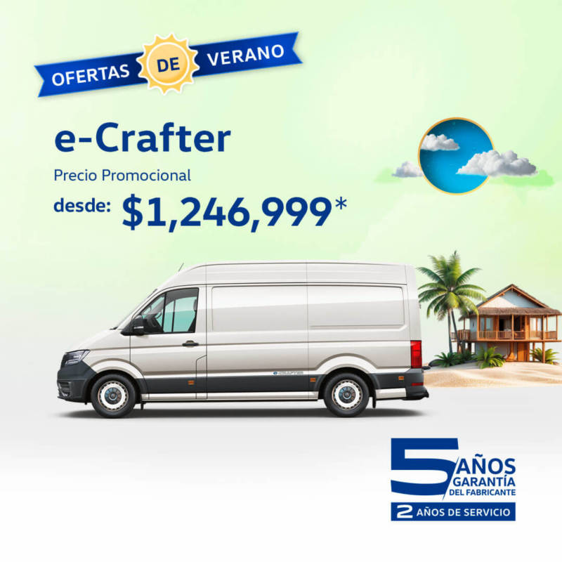 Adquiere un vehículo eléctrico VW e-Crafter a precio especial de $1,246,999