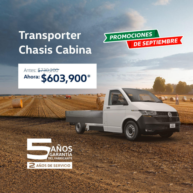 Ofertas de verano VW Transporter Chasis Cabina a precio de promoción